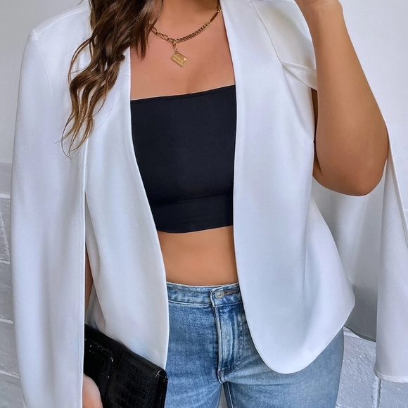 Classic White Cape Work Office Blazer - Picture 3 of 7